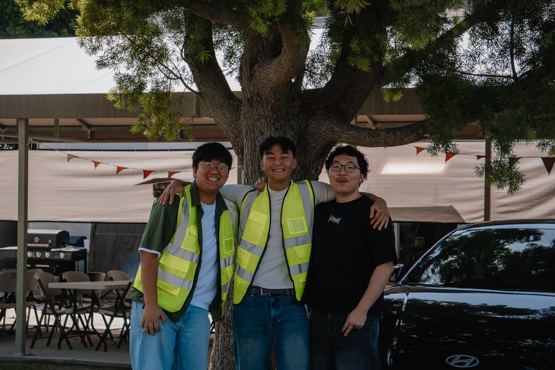 Volunteers at an outdoor church event