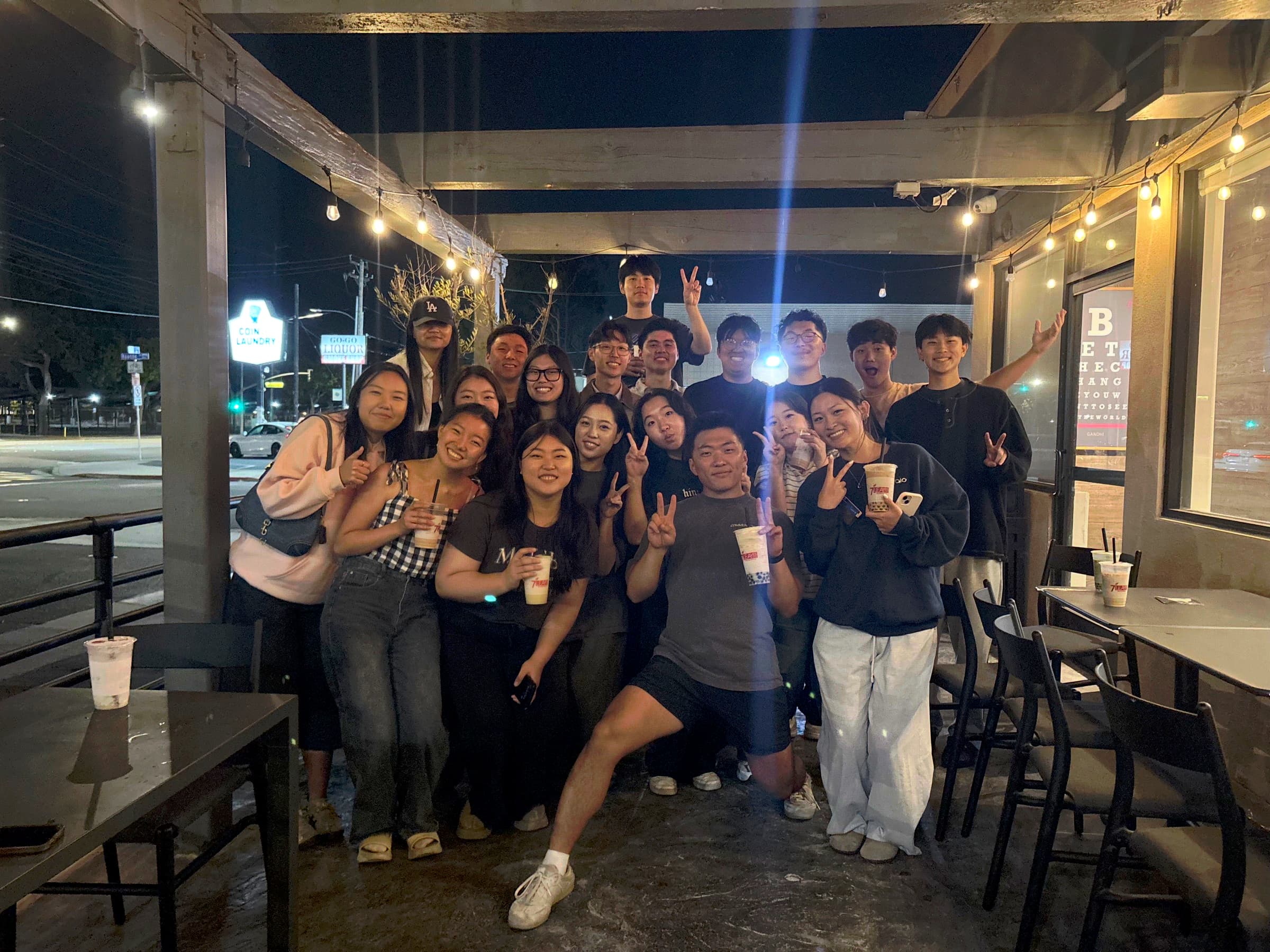 1128 College community gathered for a night out